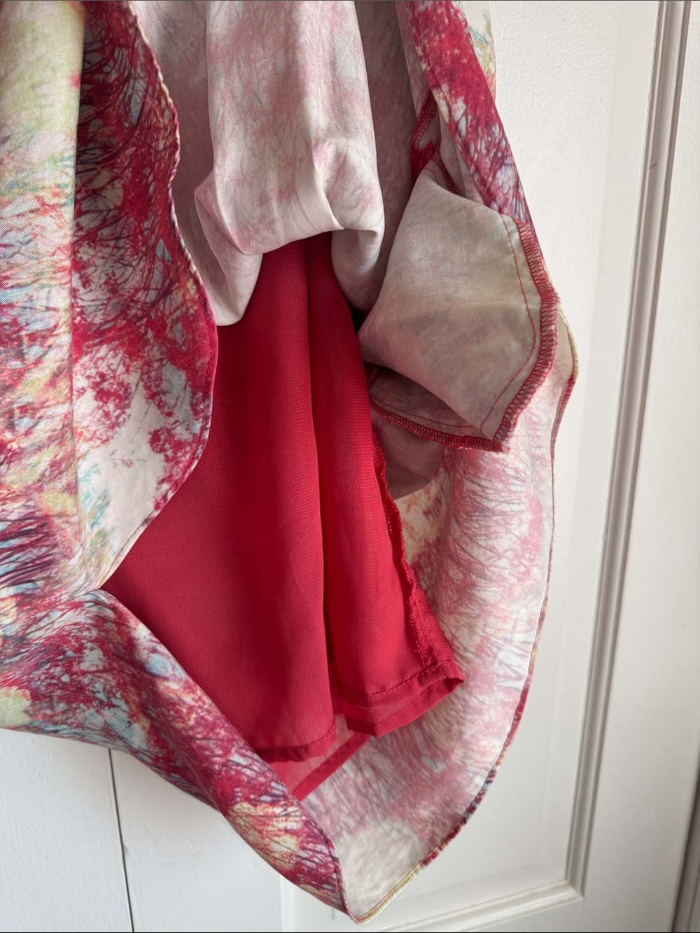 EUC Reiss Raspberry Floral Tie-Waist Sleeveless Dress Rounded Hem Pockets Lined - Picture 6 of 13